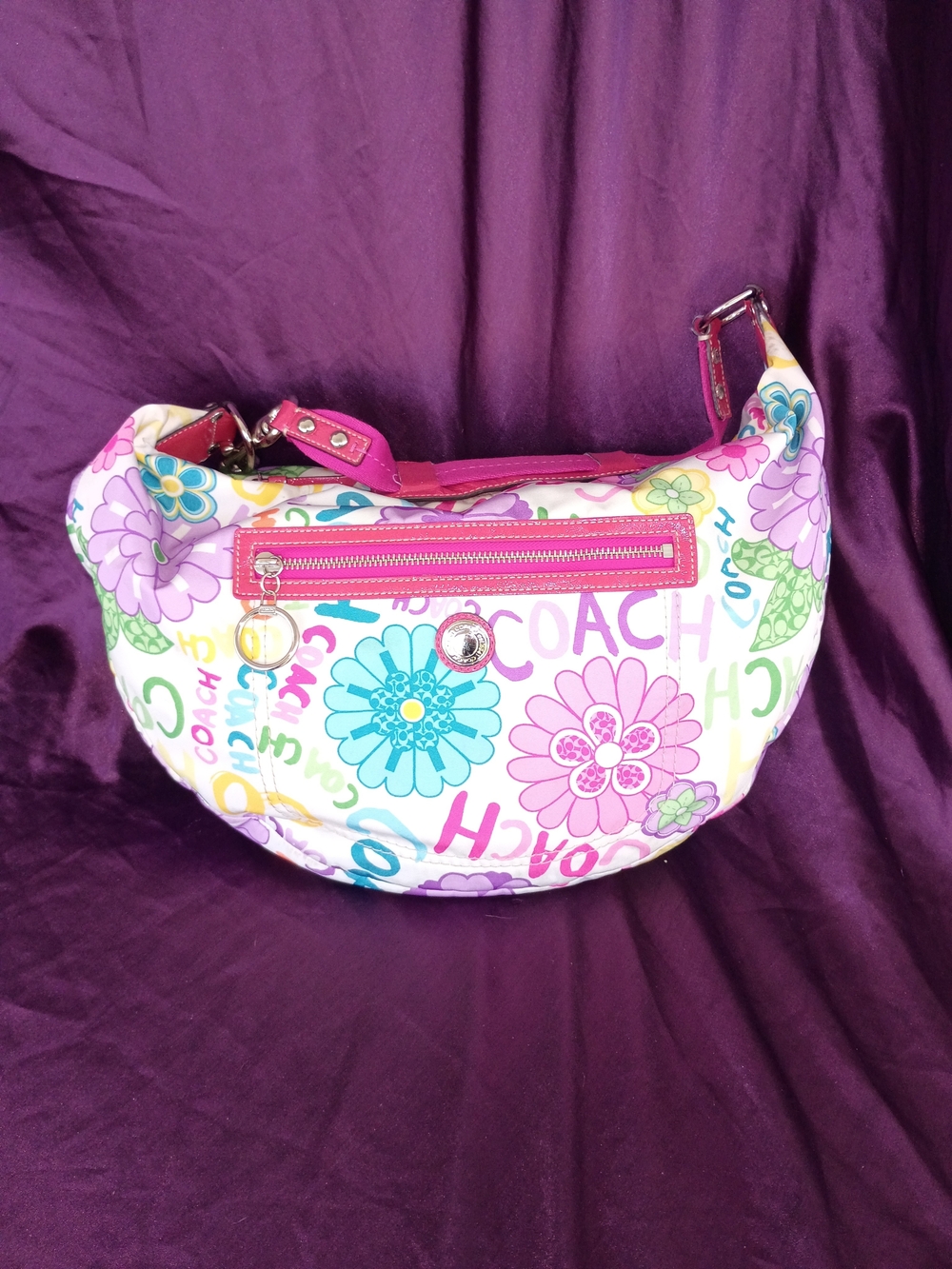 COACH Floral Logo Print Crescent Shoulder Bag in Multicolor - Picture 10 of 13